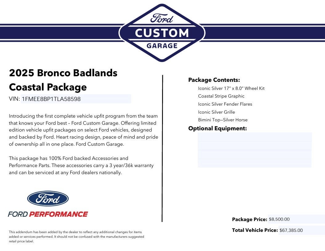 2026 Ford Bronco Outer Banks Coastal Package