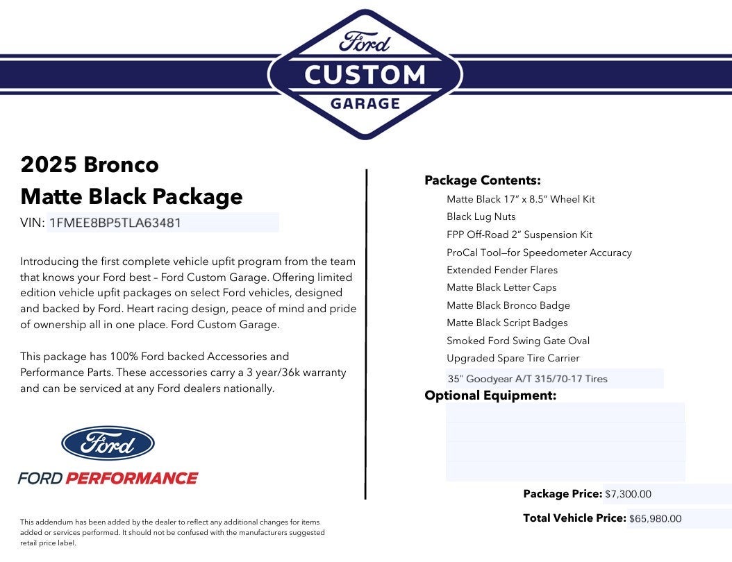 2026 Ford Bronco Outer Banks Matte Black Package